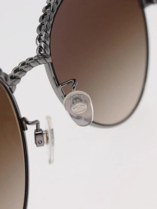 CHANEL Sunglasses metal Silver CC Auth 176091A main image 4